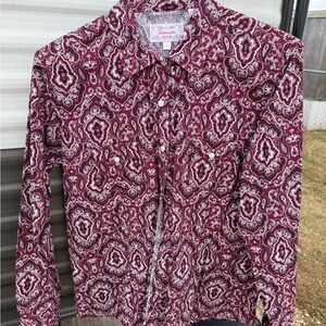 Elegant Burgundy Paisley Button Down Shirt